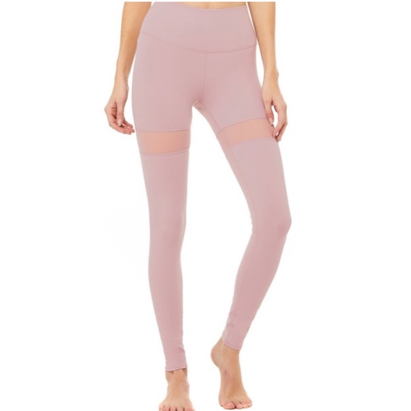 ALO Yoga Thigh High Leggings Mesh Panel Women’s S Dusty Plum - Picture 1 of 13